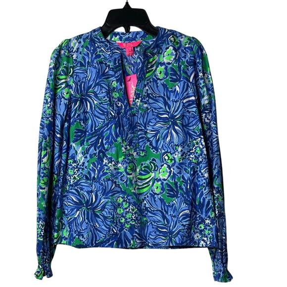 Lilly Pulitzer Coulter Top Abaco Blue Blouse Size XX Small New - Picture 3 of 15